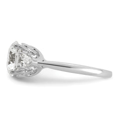 14k White Gold 3 5/8 carat Certified Lab Grown Diamond VS+ F+ Round with Pear Sidestones Complete Three Stone Engagement Ring