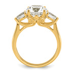 14k 3 5/8 carat Certified Lab Grown Diamond VS+ F+ Round with Pear Sidestones Complete Three Stone Engagement Ring