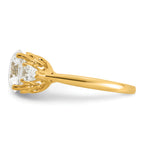 14k 3 5/8 carat Certified Lab Grown Diamond VS+ F+ Round with Pear Sidestones Complete Three Stone Engagement Ring