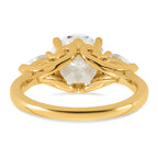 14k 3 5/8 carat Certified Lab Grown Diamond VS+ F+ Round with Pear Sidestones Complete Three Stone Engagement Ring