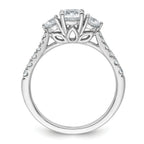 14k White Gold 1 carat Lab Grown Diamond VS+ F+ Round Complete Three Stone Engagement Ring