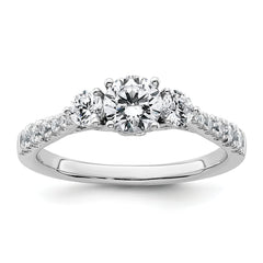 14k White Gold 1 carat Lab Grown Diamond VS+ F+ Round Complete Three Stone Engagement Ring