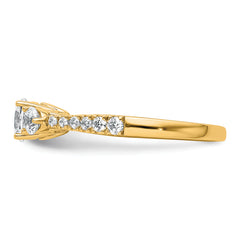 14k 1 carat Lab Grown Diamond VS+ F+ Round Complete Three Stone Engagement Ring