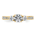 14k 1 carat Lab Grown Diamond VS+ F+ Round Complete Three Stone Engagement Ring