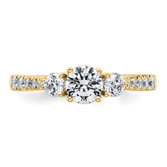 14k 1 carat Lab Grown Diamond VS+ F+ Round Complete Three Stone Engagement Ring