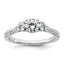 14k White Gold 1 carat Certified Lab Grown Diamond VS+ F+ Round Complete Three Stone Engagement Ring