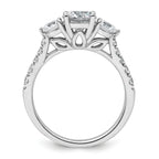 14k White Gold 1 3/4 carat Lab Grown Diamond VS+ F+ Round Complete Three Stone Engagement Ring