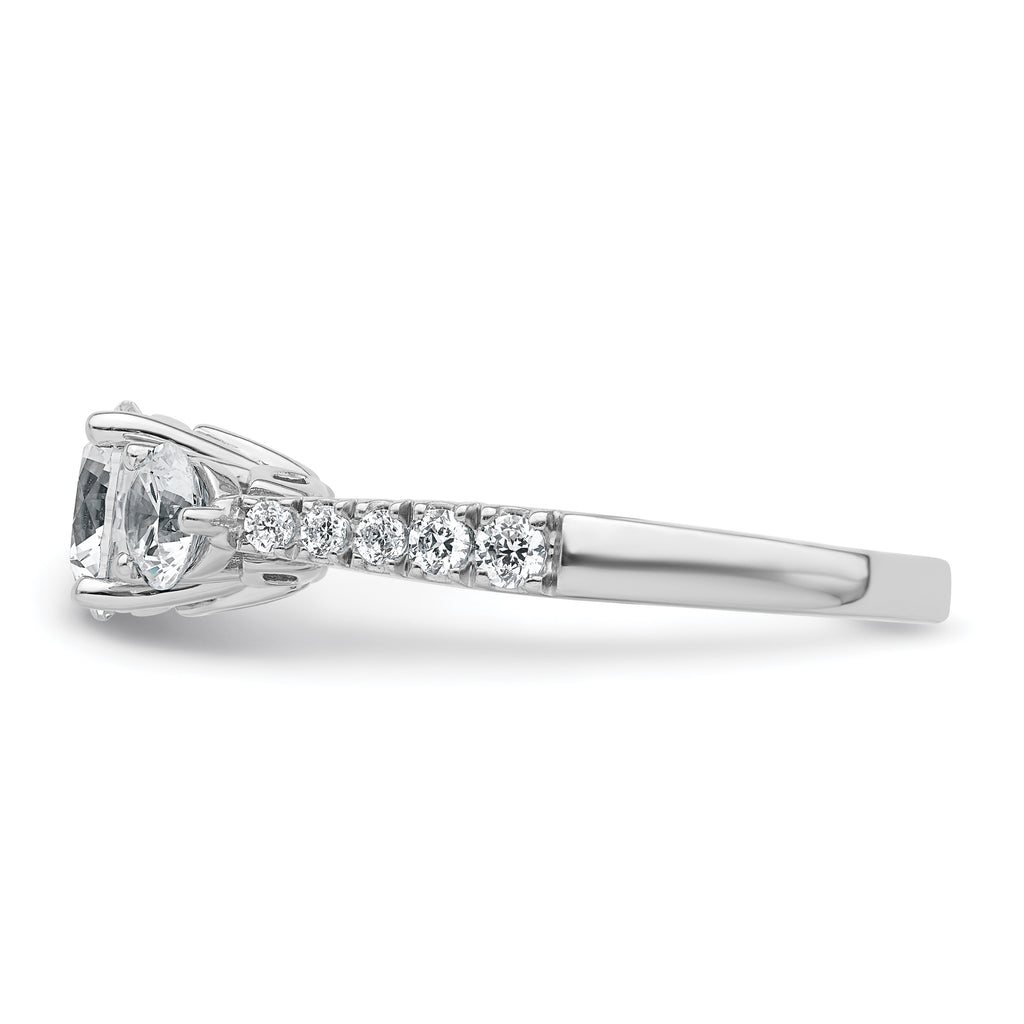14k White Gold 1 3/4 carat Lab Grown Diamond VS+ F+ Round Complete Three Stone Engagement Ring
