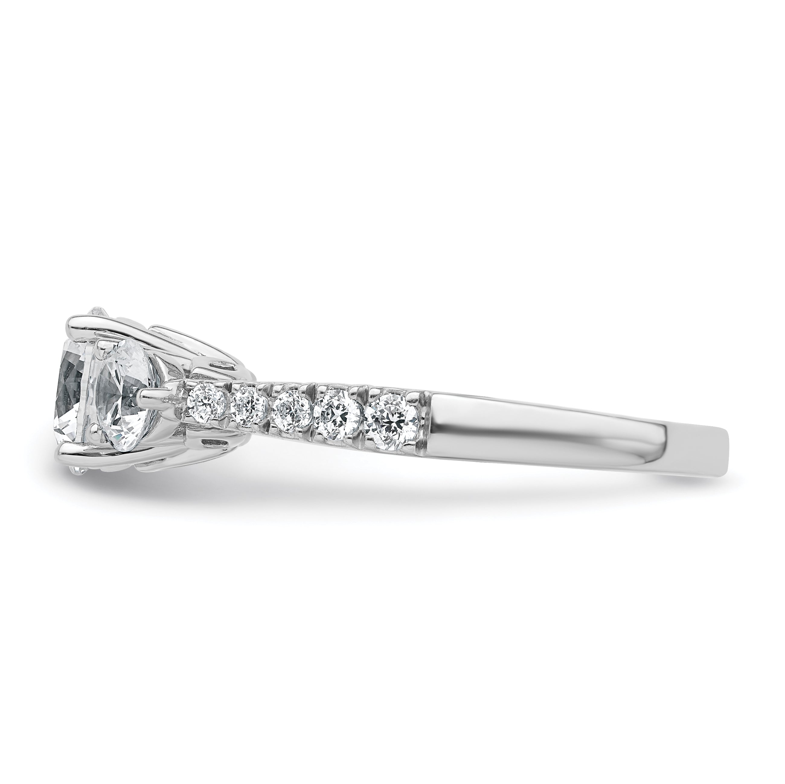 14k White Gold 1 3/4 carat Lab Grown Diamond VS+ F+ Round Complete Three Stone Engagement Ring