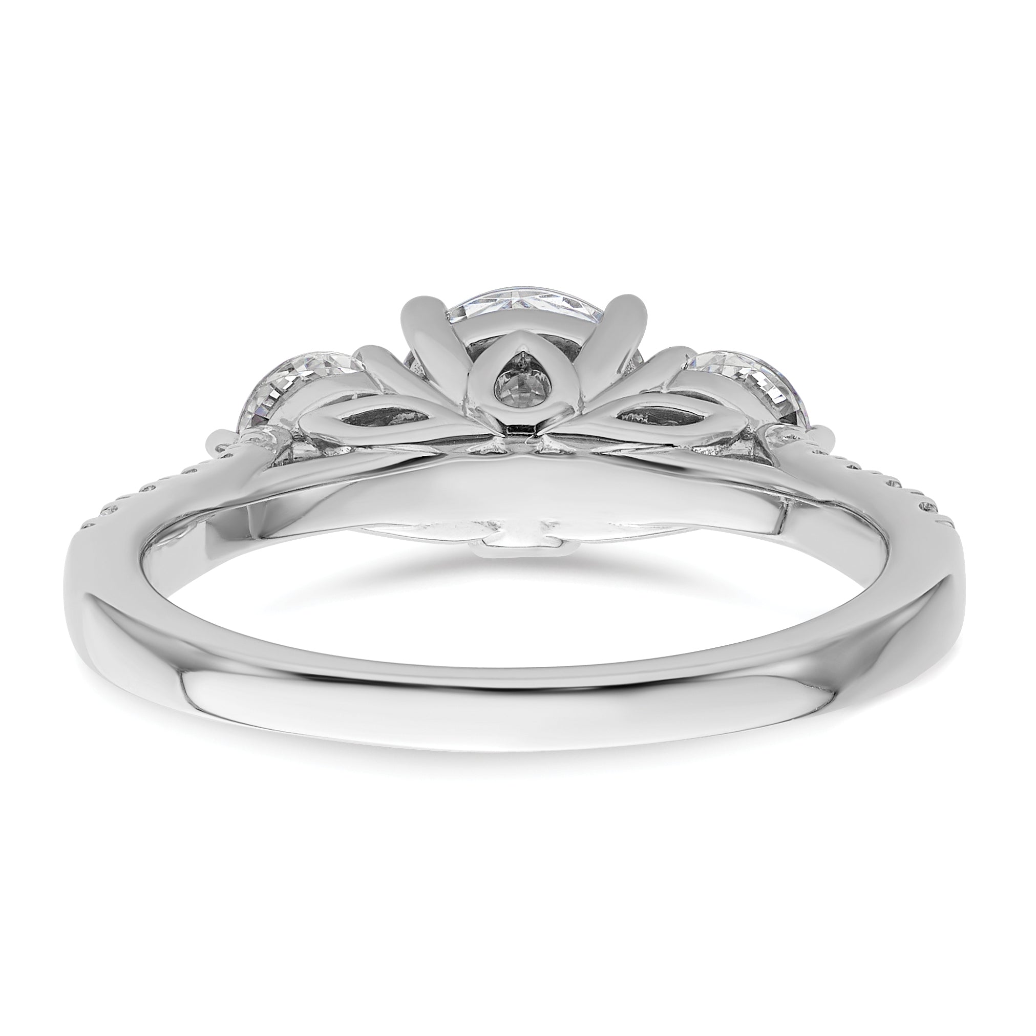 14k White Gold 1 3/4 carat Lab Grown Diamond VS+ F+ Round Complete Three Stone Engagement Ring