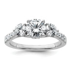 14k White Gold 1 3/4 carat Lab Grown Diamond VS+ F+ Round Complete Three Stone Engagement Ring