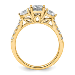 14k 1 3/4 carat Lab Grown Diamond VS+ F+ Round Complete Three Stone Engagement Ring