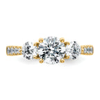 14k 1 3/4 carat Lab Grown Diamond VS+ F+ Round Complete Three Stone Engagement Ring