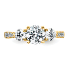 14k 1 3/4 carat Lab Grown Diamond VS+ F+ Round Complete Three Stone Engagement Ring