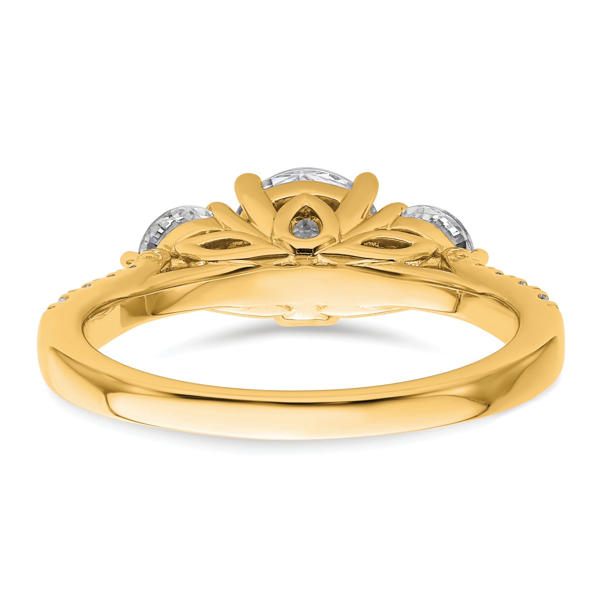 14k 1 3/4 carat Lab Grown Diamond VS+ F+ Round Complete Three Stone Engagement Ring