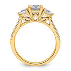 14k 1 3/4 carat Certified Lab Grown Diamond VS+ F+ Round Complete Three Stone Engagement Ring