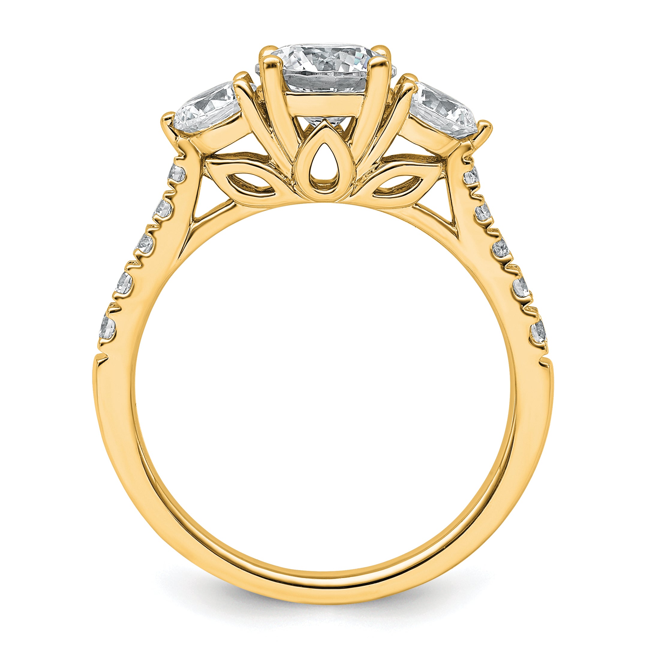 14k 1 3/4 carat Certified Lab Grown Diamond VS+ F+ Round Complete Three Stone Engagement Ring
