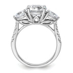 14k White Gold 4 carat Lab Grown Diamond VS+ F+ Round Complete Three Stone Engagement Ring