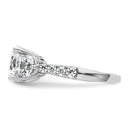 14k White Gold 4 carat Lab Grown Diamond VS+ F+ Round Complete Three Stone Engagement Ring