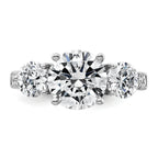 14k White Gold 4 carat Lab Grown Diamond VS+ F+ Round Complete Three Stone Engagement Ring