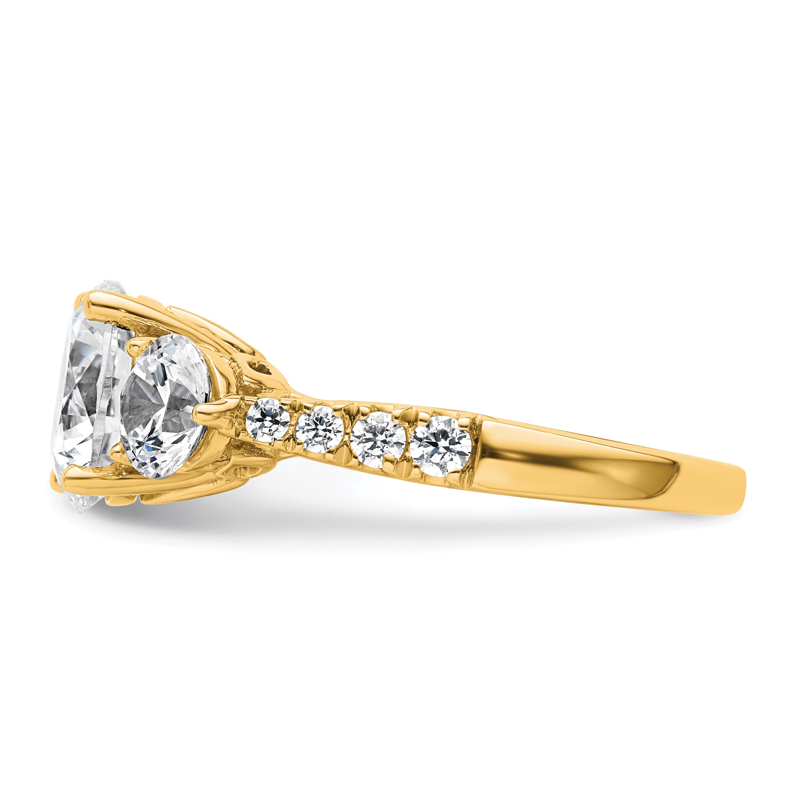 14k 4 carat Lab Grown Diamond VS+ F+ Round Complete Three Stone Engagement Ring