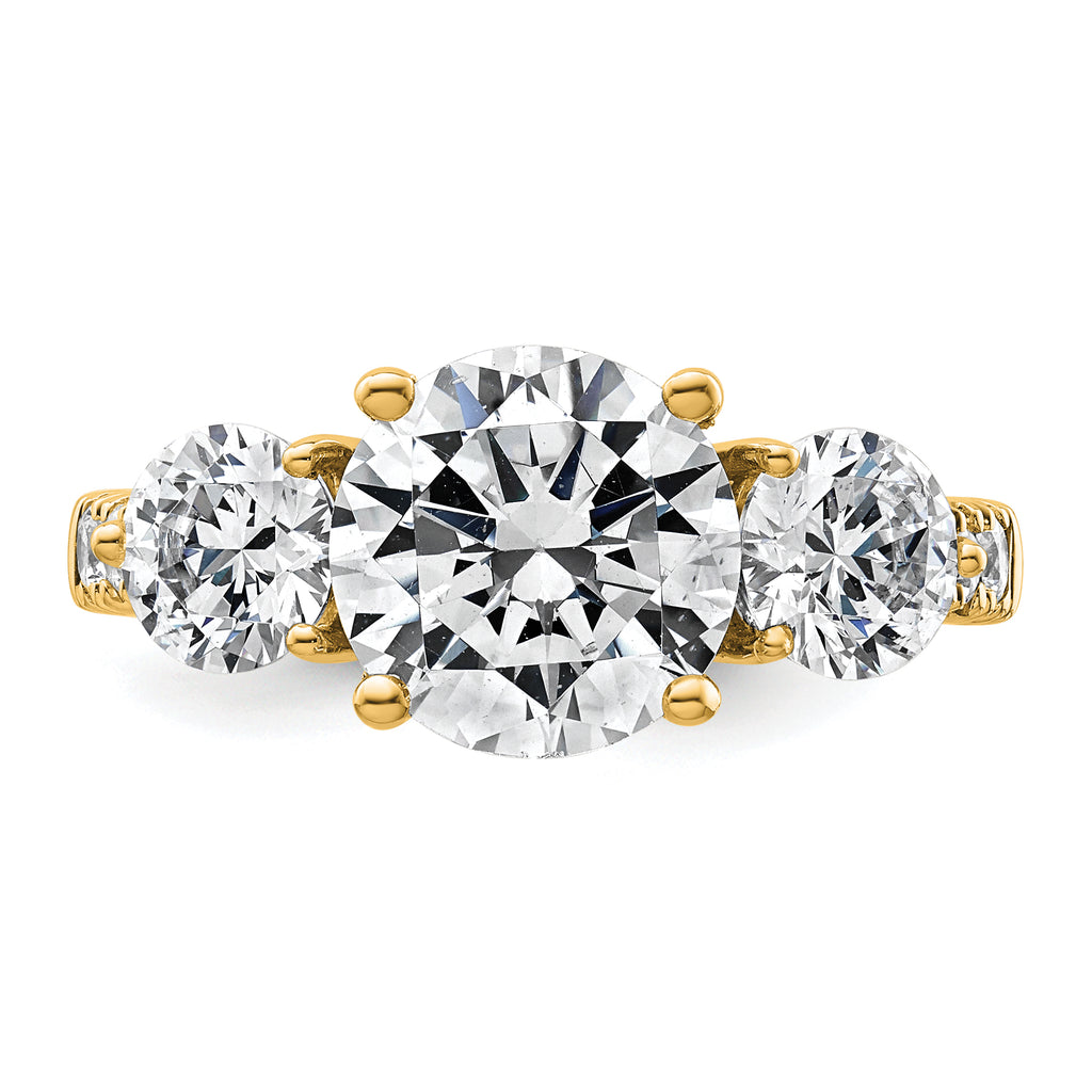 14k 4 carat Lab Grown Diamond VS+ F+ Round Complete Three Stone Engagement Ring