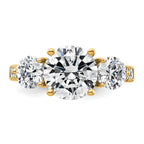 14k 4 carat Lab Grown Diamond VS+ F+ Round Complete Three Stone Engagement Ring
