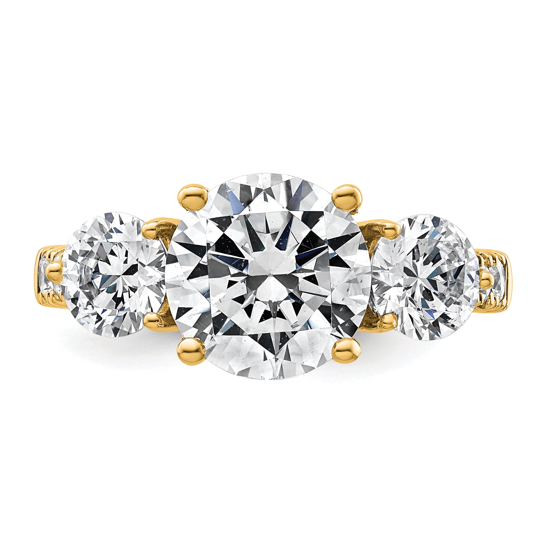 14k 4 carat Lab Grown Diamond VS+ F+ Round Complete Three Stone Engagement Ring
