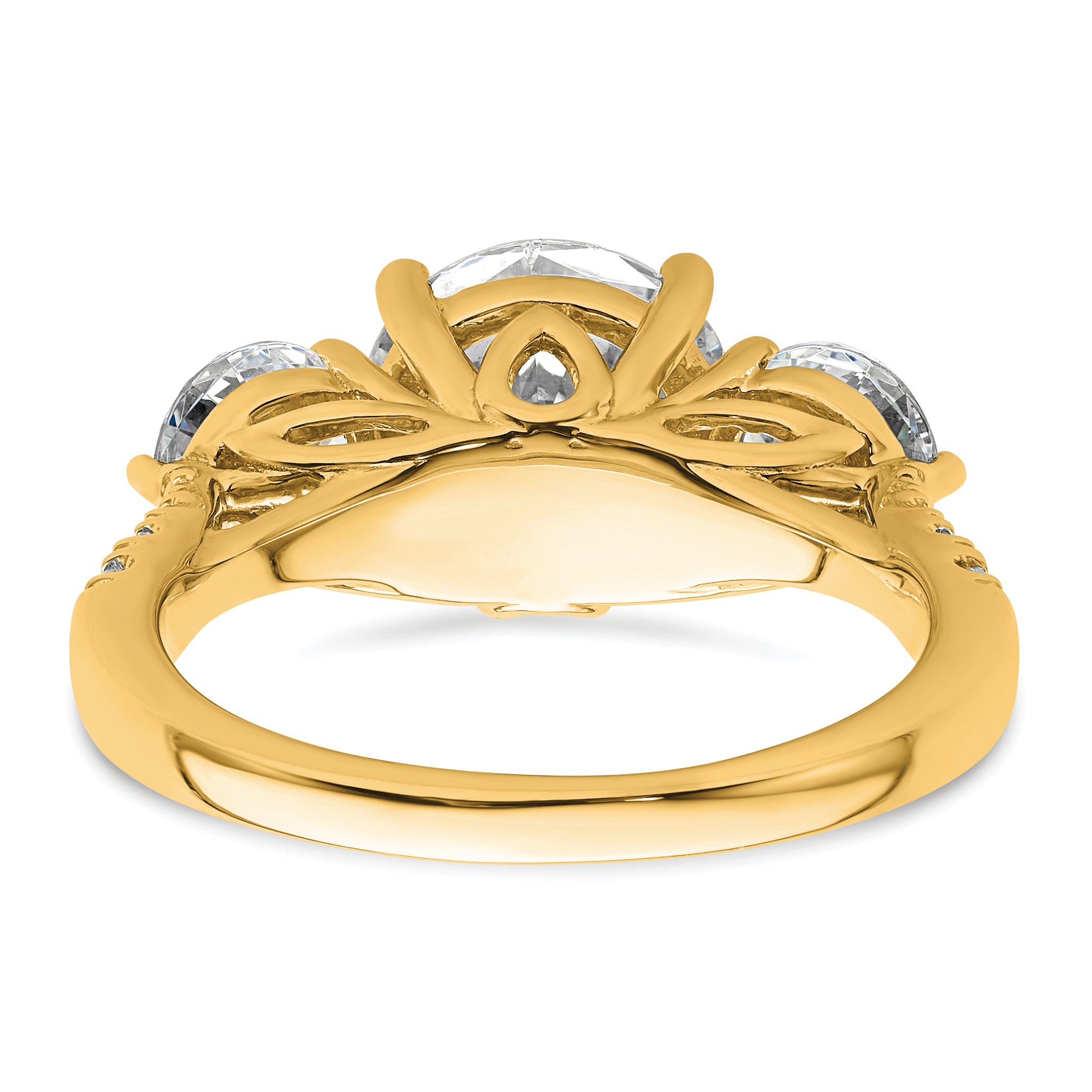 14k 4 carat Lab Grown Diamond VS+ F+ Round Complete Three Stone Engagement Ring