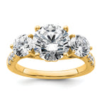 14k 4 carat Lab Grown Diamond VS+ F+ Round Complete Three Stone Engagement Ring
