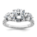 14k White Gold 4 carat Certified Lab Grown Diamond VS+ F+ Round Complete Three Stone Engagement Ring
