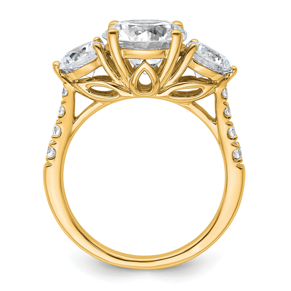 14k 4 carat Certified Lab Grown Diamond VS+ F+ Round Complete Three Stone Engagement Ring