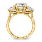 14k 4 carat Certified Lab Grown Diamond VS+ F+ Round Complete Three Stone Engagement Ring