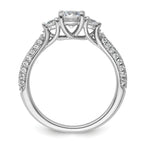 14k White Gold 1 carat Lab Grown Diamond VS+ F+ Complete Round Three Stone Engagement Ring
