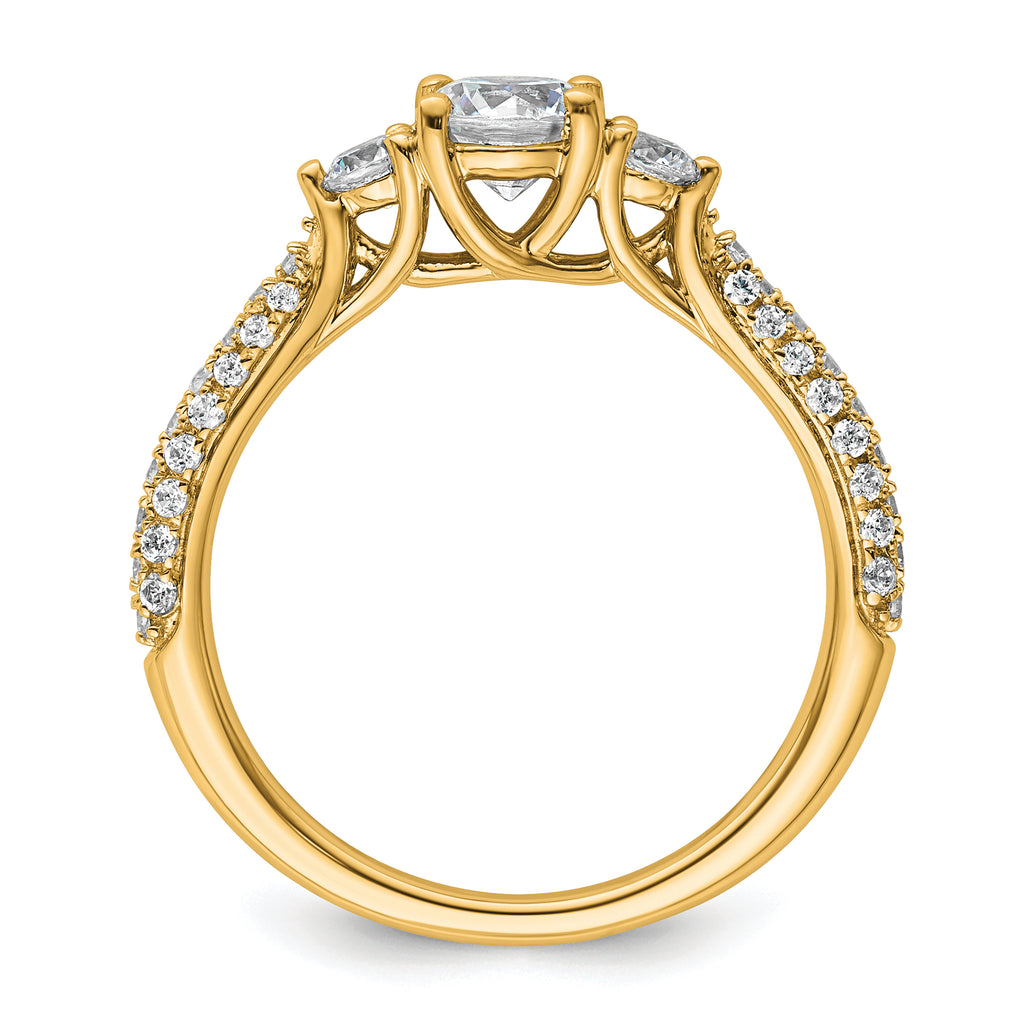 14k 1 carat Lab Grown Diamond VS+ F+ Complete Round Three Stone Engagement Ring