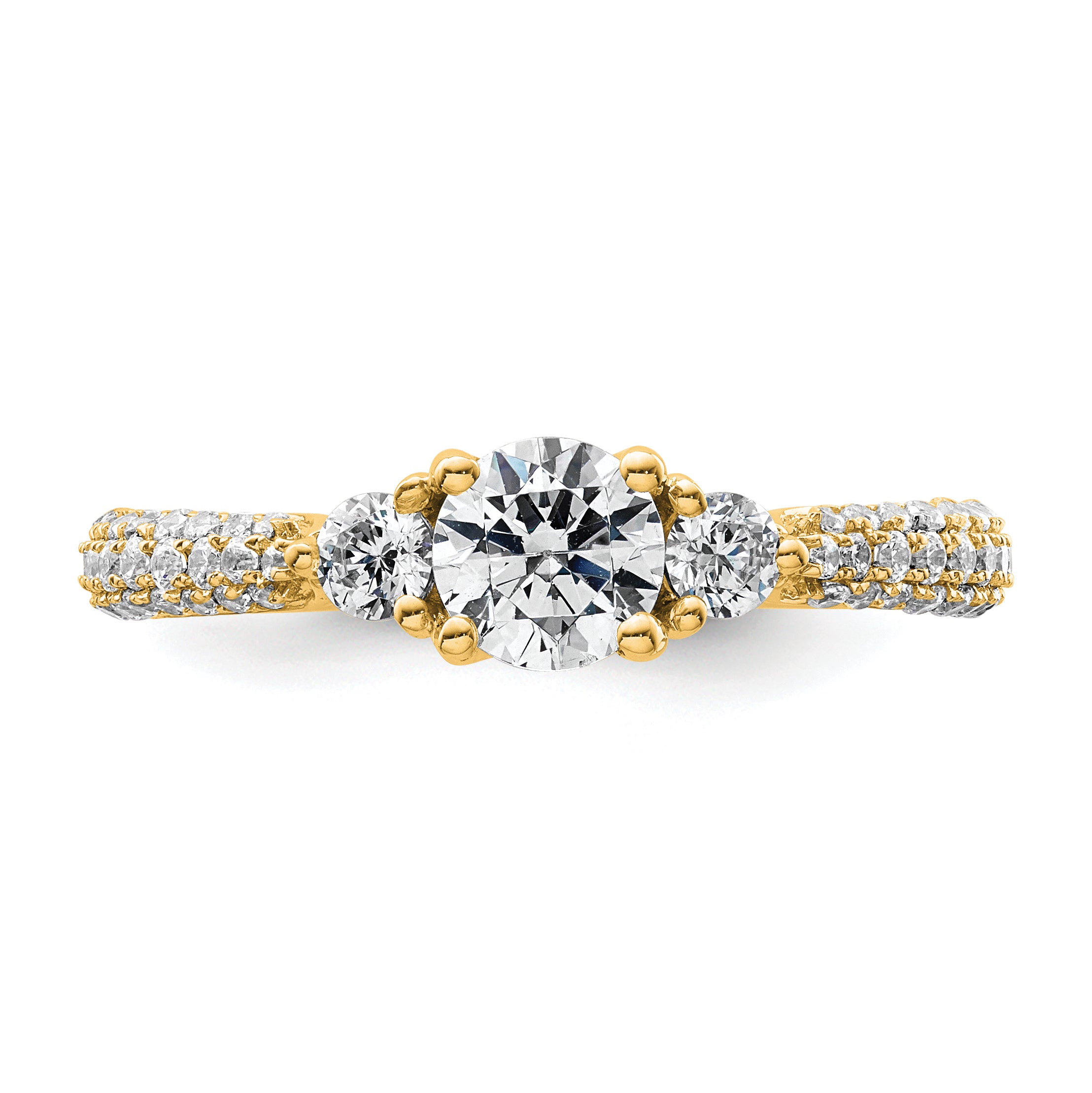 14k 1 carat Lab Grown Diamond VS+ F+ Complete Round Three Stone Engagement Ring