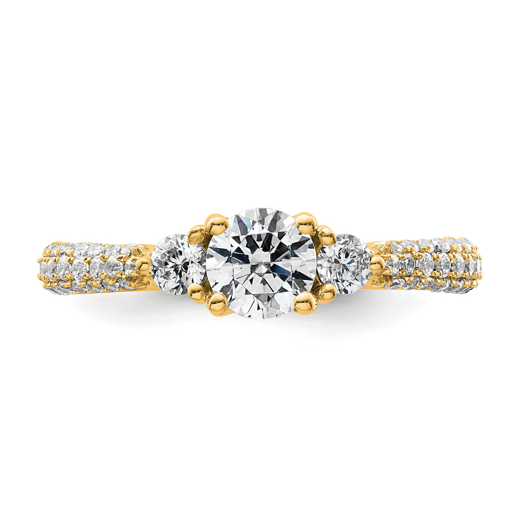 14k 1 carat Lab Grown Diamond VS+ F+ Complete Round Three Stone Engagement Ring