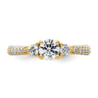 14k 1 carat Lab Grown Diamond VS+ F+ Complete Round Three Stone Engagement Ring