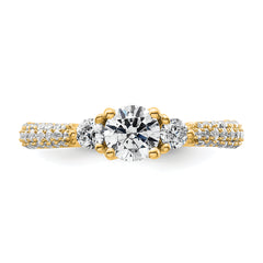 14k 1 carat Lab Grown Diamond VS+ F+ Complete Round Three Stone Engagement Ring