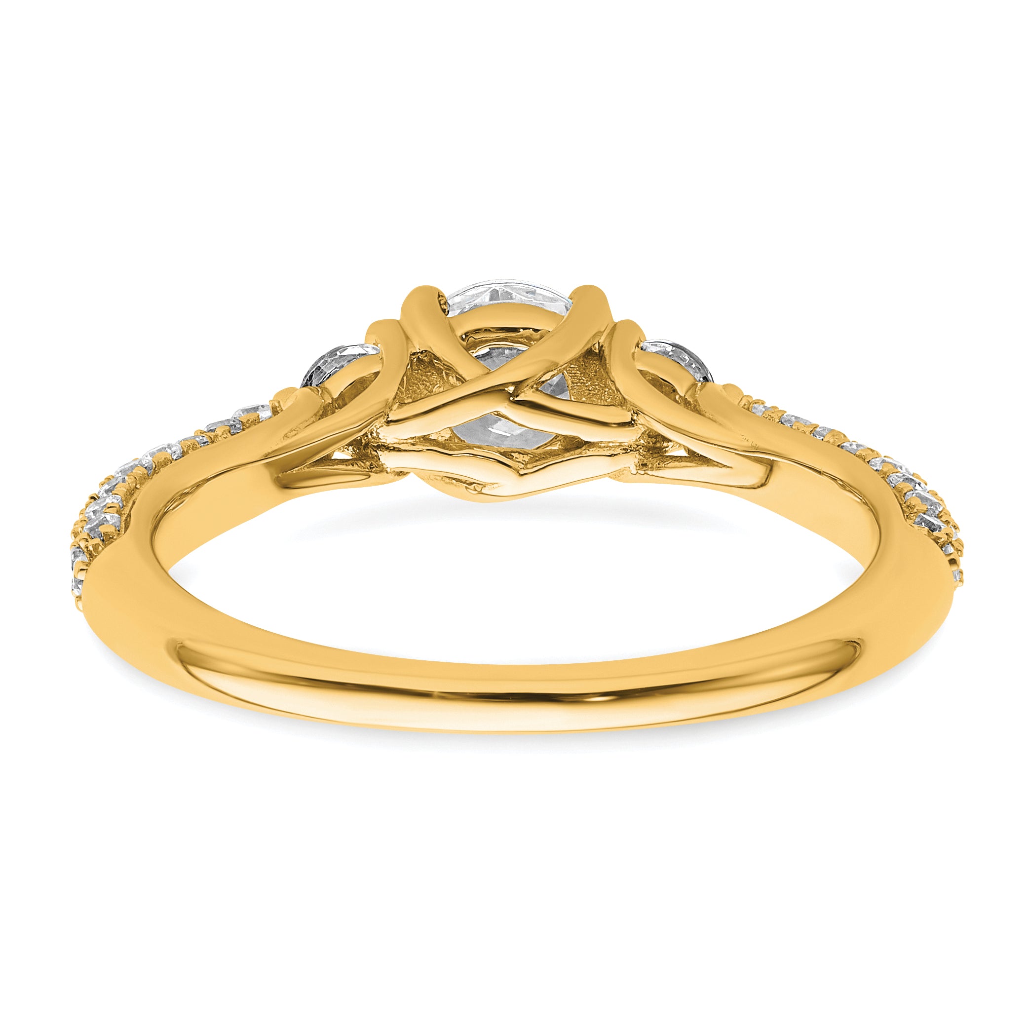 14k 1 carat Lab Grown Diamond VS+ F+ Complete Round Three Stone Engagement Ring