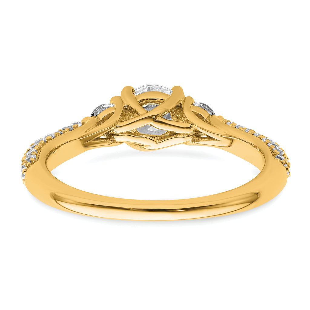 14k 1 carat Lab Grown Diamond VS+ F+ Complete Round Three Stone Engagement Ring