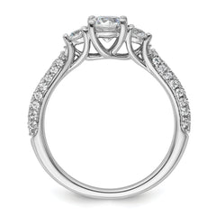 14k White Gold 1 carat Certified Lab Grown Diamond VS+ F+ Complete Round Three Stone Engagement Ring