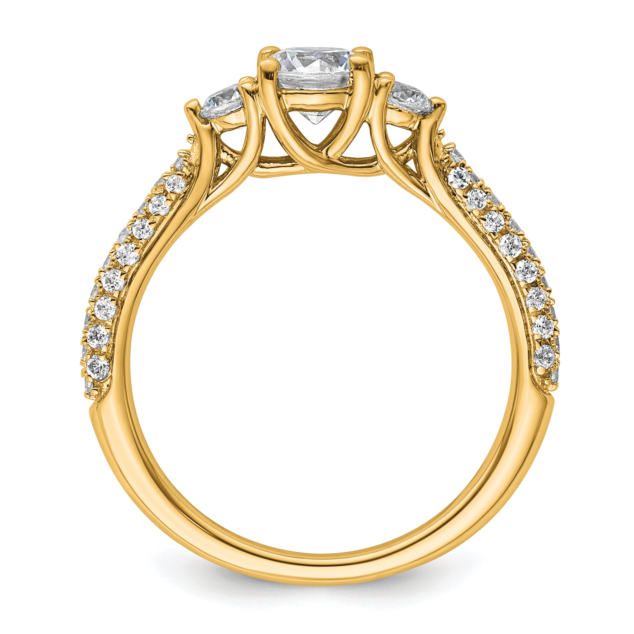 14k 1 carat Certified Lab Grown Diamond VS+ F+ Complete Round Three Stone Engagement Ring