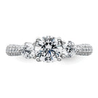 14k White Gold 1 3/4 carat Lab Grown Diamond VS+ F+ Complete Round Three Stone Engagement Ring