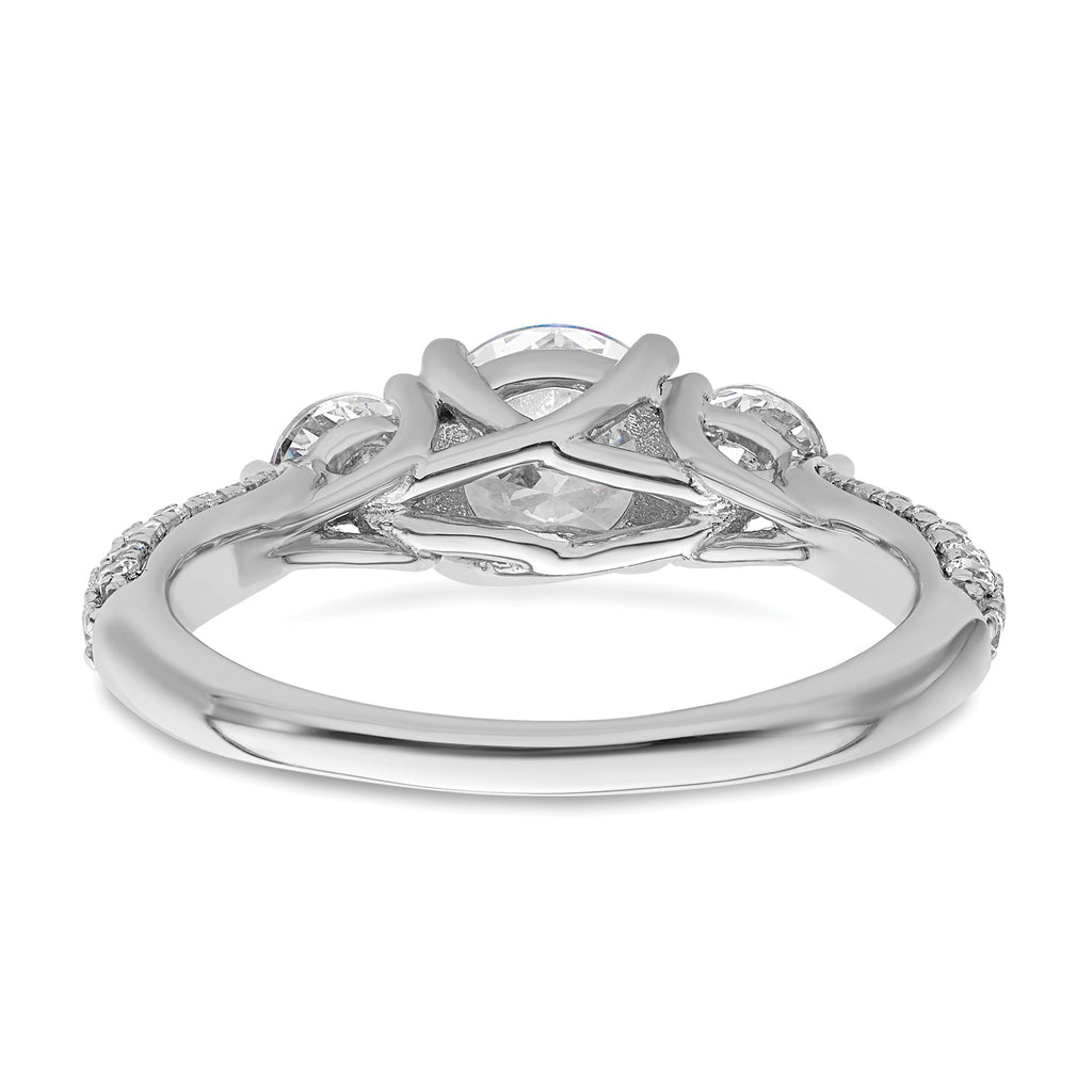 14k White Gold 1 3/4 carat Lab Grown Diamond VS+ F+ Complete Round Three Stone Engagement Ring