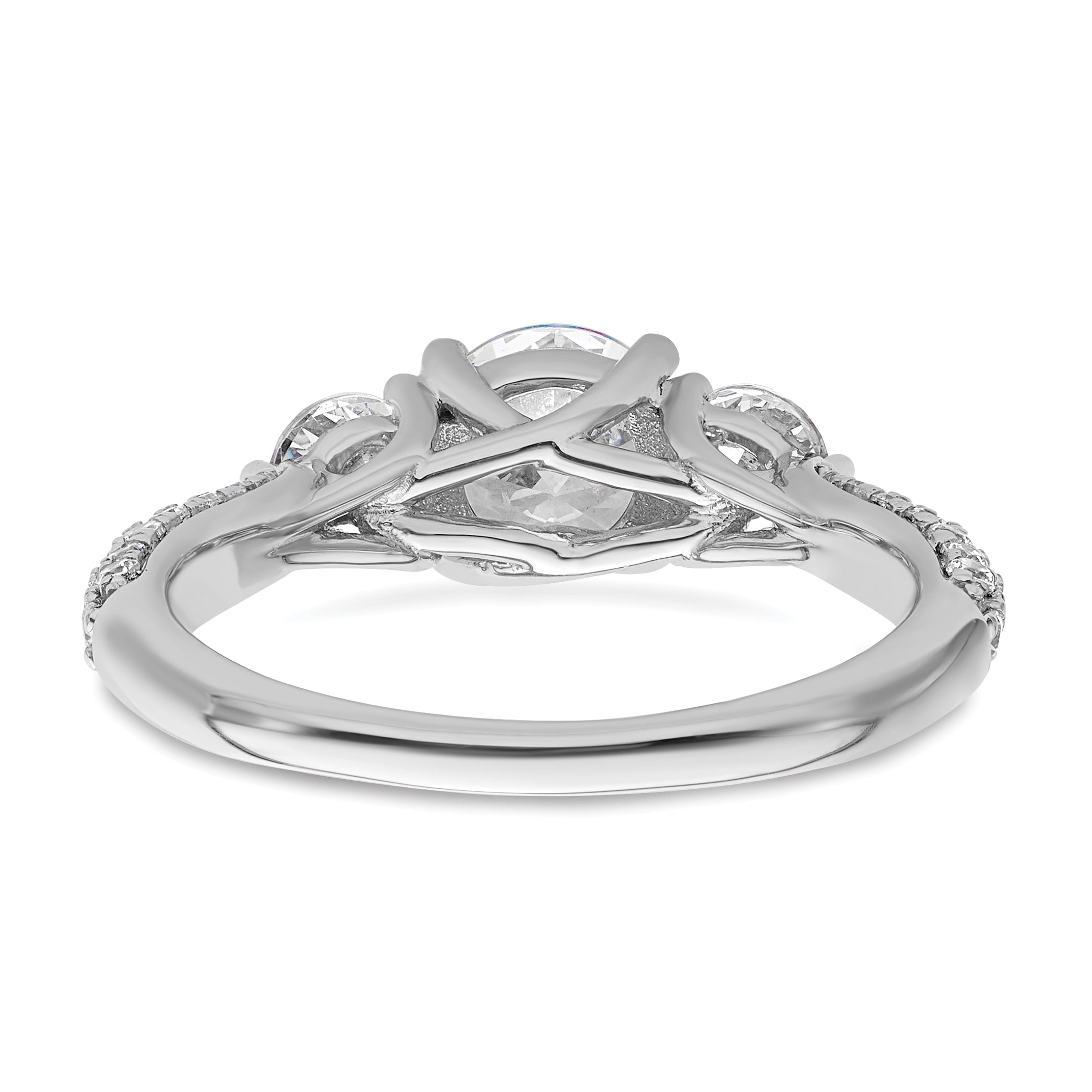 14k White Gold 1 3/4 carat Lab Grown Diamond VS+ F+ Complete Round Three Stone Engagement Ring