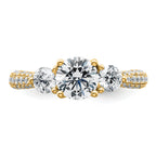 14k 1 3/4 carat Lab Grown Diamond VS+ F+ Complete Round Three Stone Engagement Ring