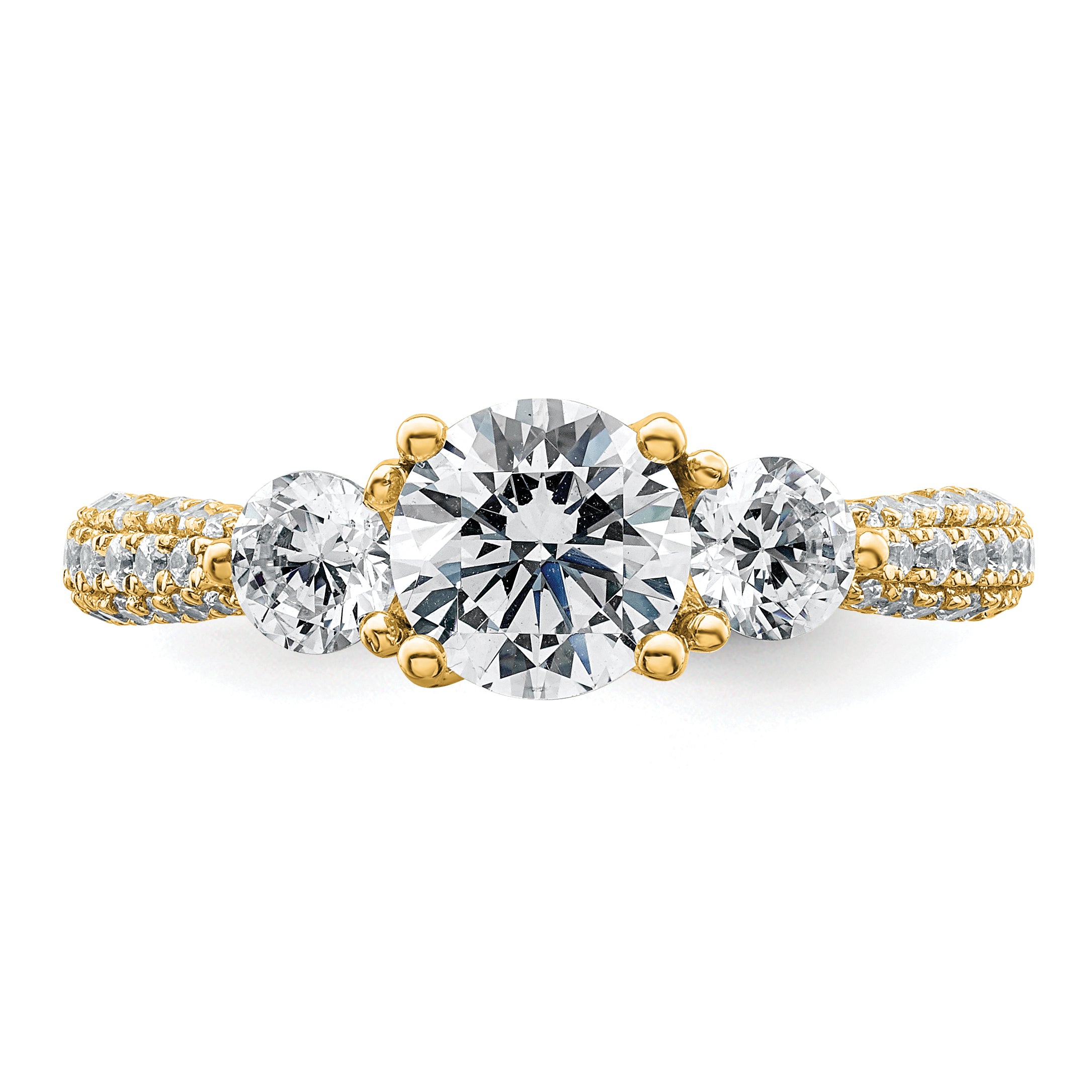 14k 1 3/4 carat Lab Grown Diamond VS+ F+ Complete Round Three Stone Engagement Ring