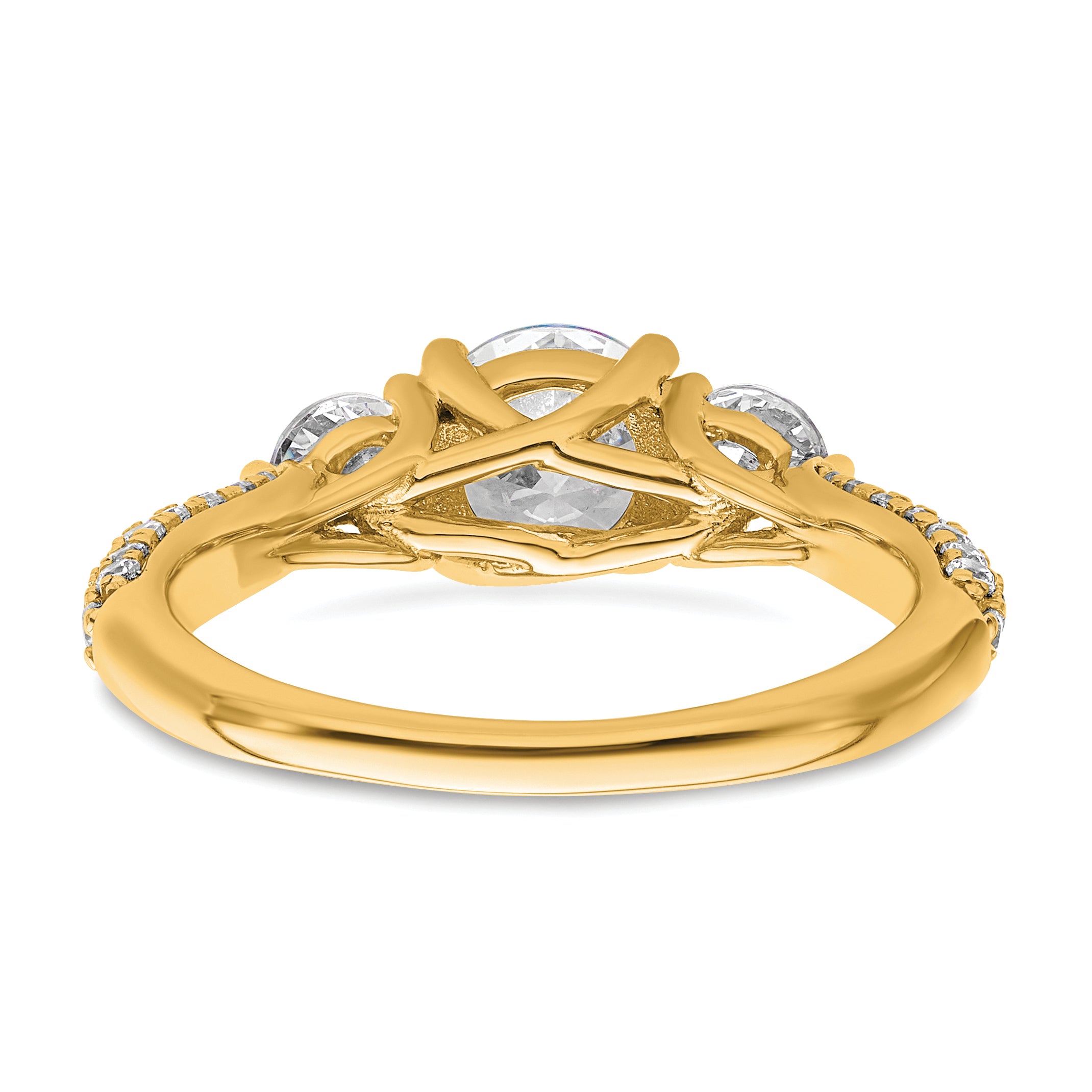 14k 1 3/4 carat Lab Grown Diamond VS+ F+ Complete Round Three Stone Engagement Ring
