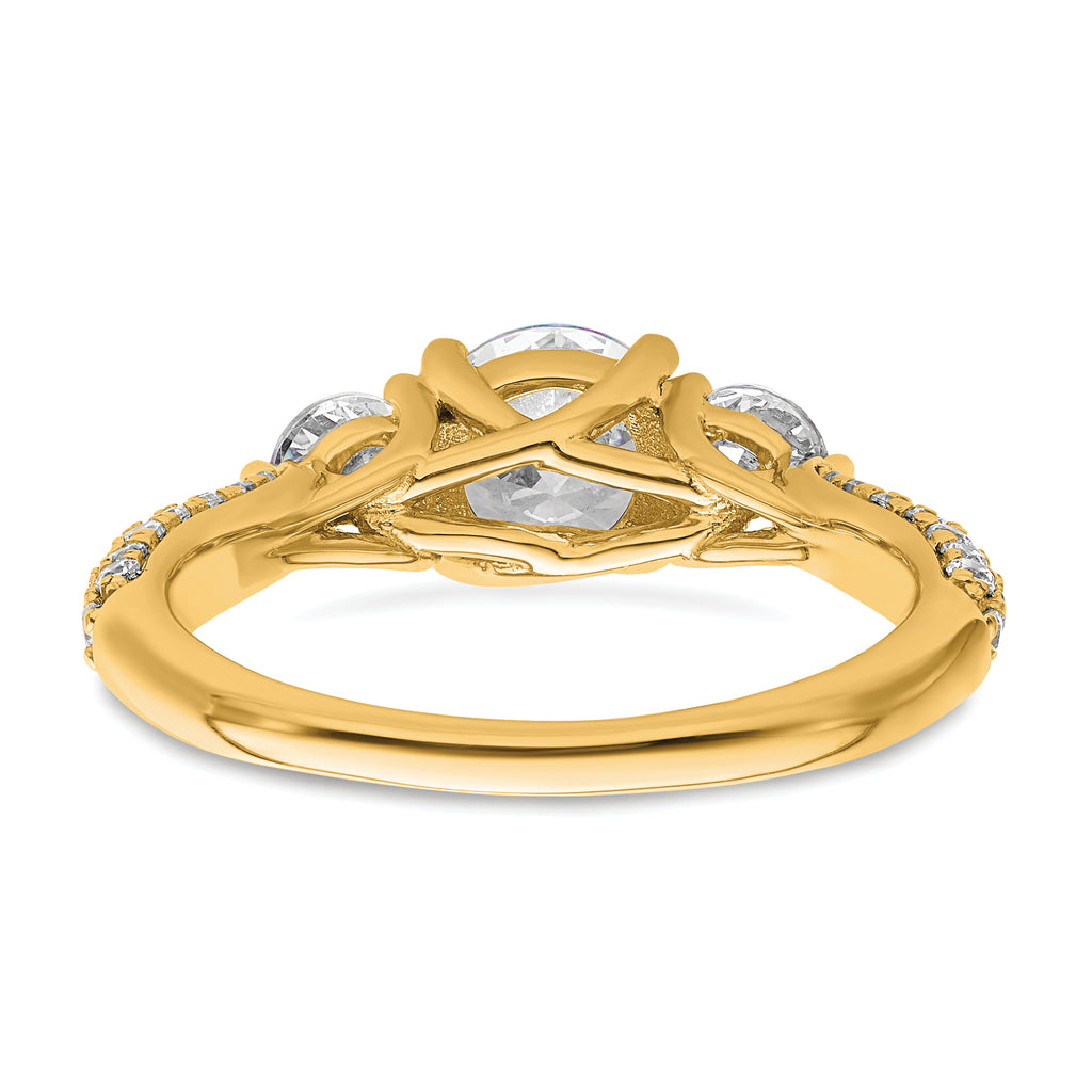 14k 1 3/4 carat Lab Grown Diamond VS+ F+ Complete Round Three Stone Engagement Ring